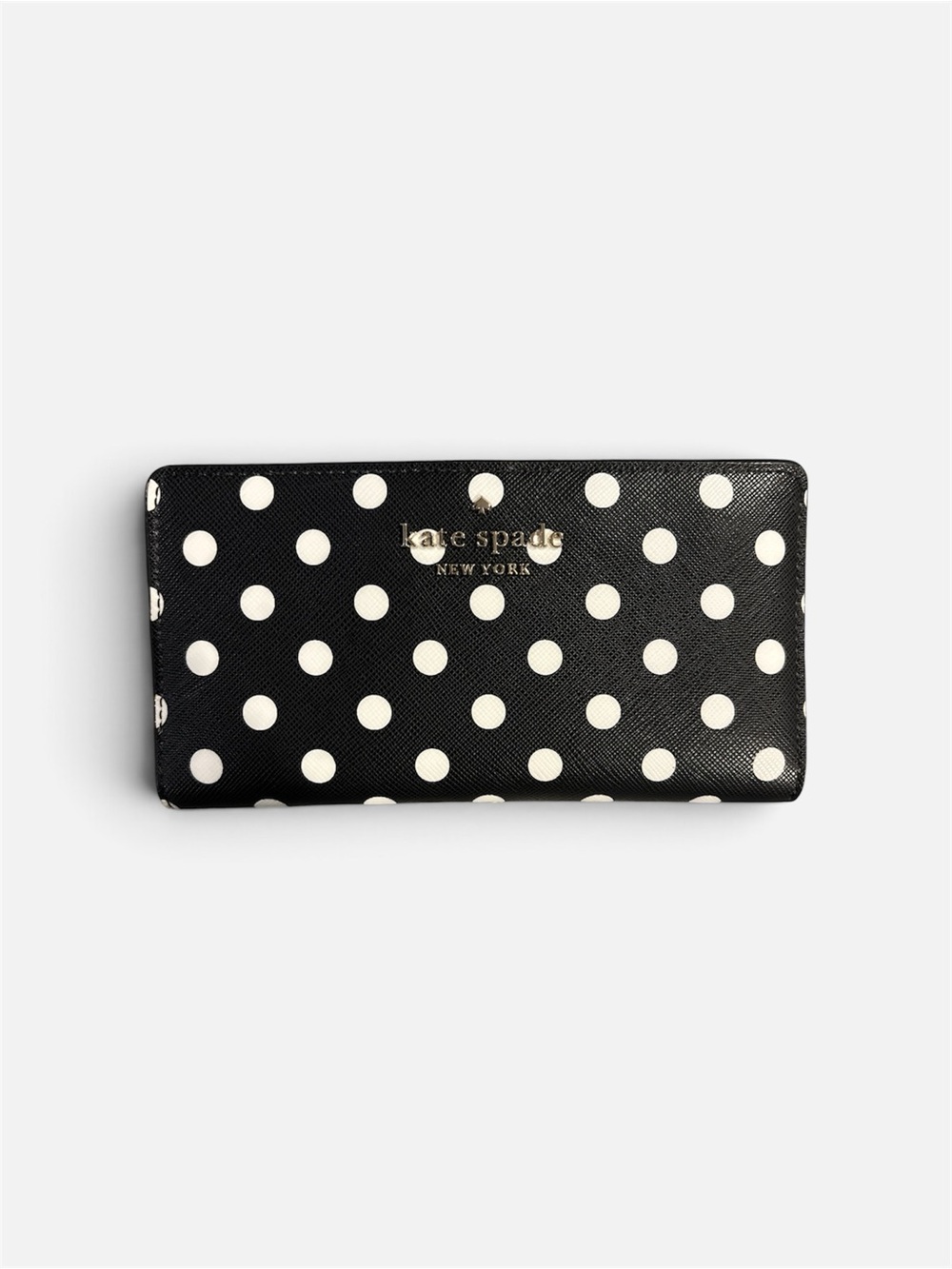 kate spade Black with White Polka Dot Continental Wallet